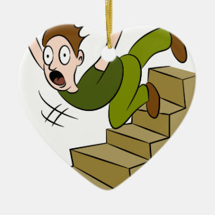 Man Falling Down Flight of Stairs Ceramic Ornament
