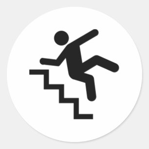 Man Falling Down the Stairs Classic Round Sticker