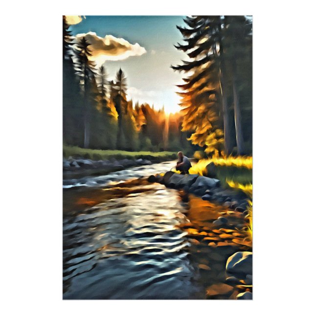 *~* Man Fishing Art Stream Nature AP49  Photo Print (Front)
