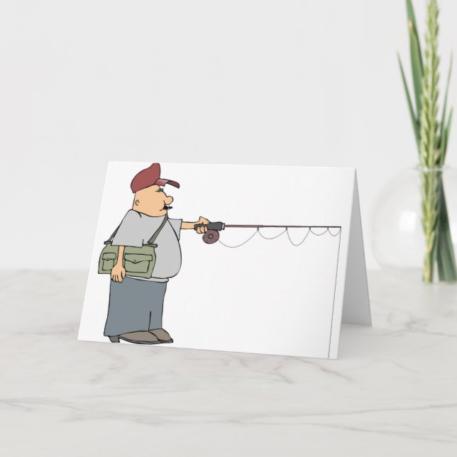 Man Fishing Greeting Cards (Front)
