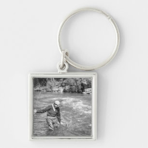 Man Fishing Key Ring
