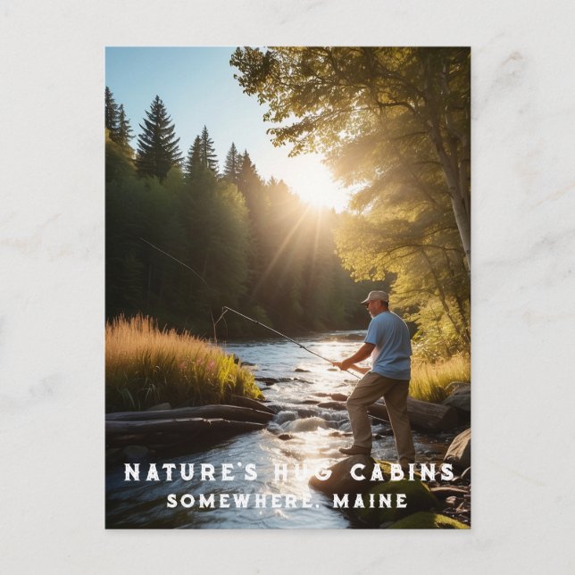 *~* Man Fishing Stream Nature AP49 Artsy Postcard (Front)