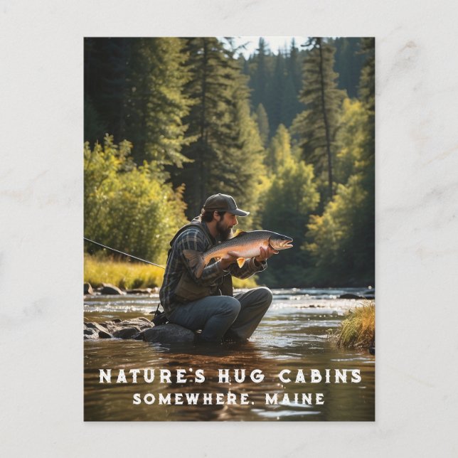 *~* Man Fishing Stream Nature AP49 Salmon Postcard (Front)