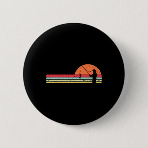Man Fishing Sunset Retro Angling Fisherman Angler  6 Cm Round Badge