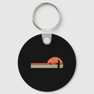 Man Fishing Sunset Retro Angling Fisherman Angler Key Ring
