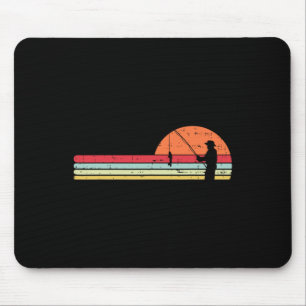 Man Fishing Sunset Retro Angling Fisherman Angler Mouse Pad