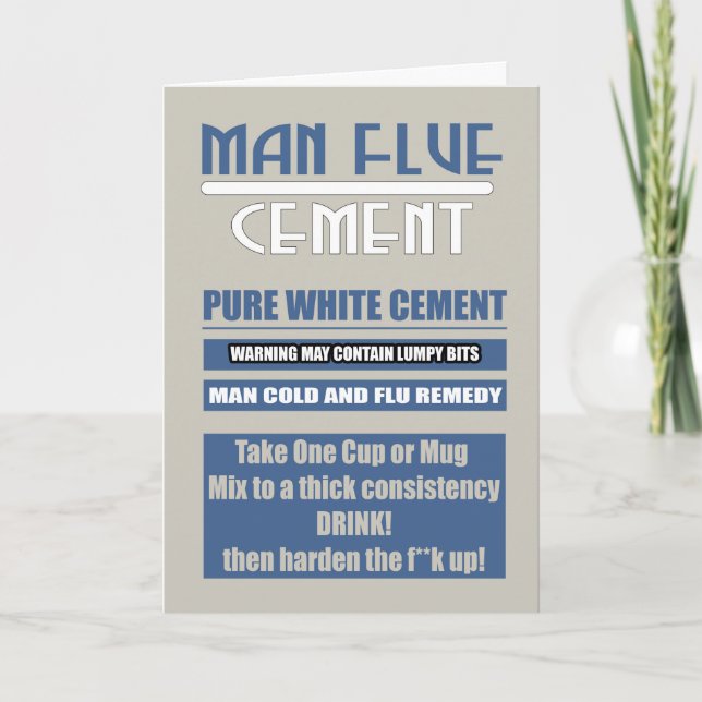 Man Flue - Cold, Get Well Soon In Blue And Cement Card (Front)