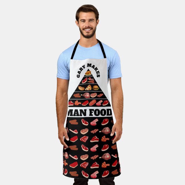 Man food meat personalised cooking grilling apron (Worn)
