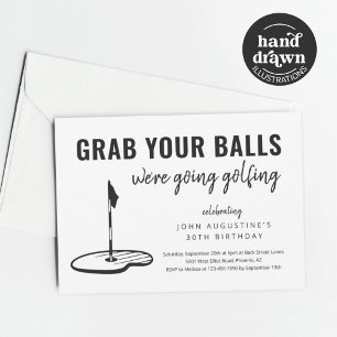 Man Funny Golf Birthday Retirement Bachelor Party Invitation