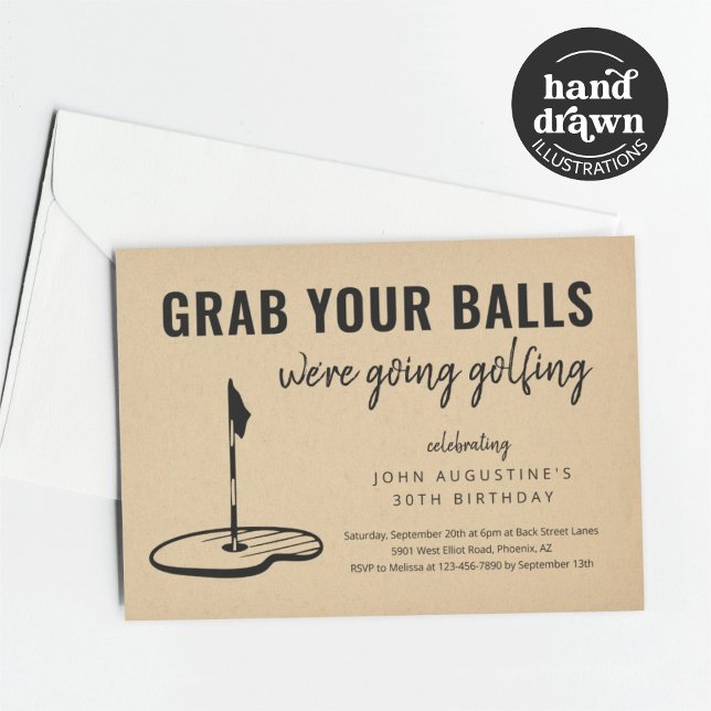 Man Funny Golf Birthday Retirement Bachelor Party Invitation (Creator Uploaded)