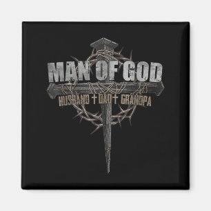 Man God Husband Dad Grandpa Design Magnet
