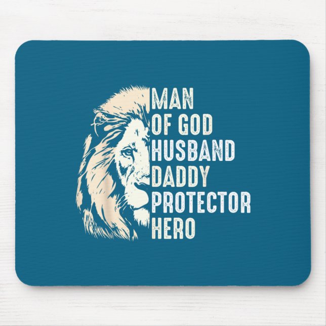 Man God Husband Daddy Protector Graphic Art Mouse Pad (Front)