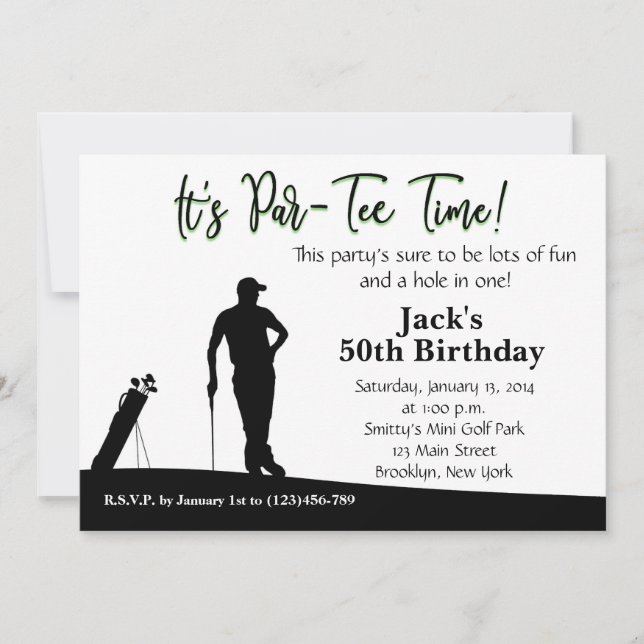 Man Golf Birthday Invitation (Front)