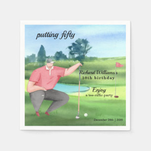 Man Golf Putting Fifty 50th Birthday Napkin