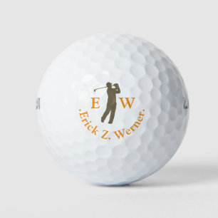 Man Golfer Classy Monogram Golf Balls