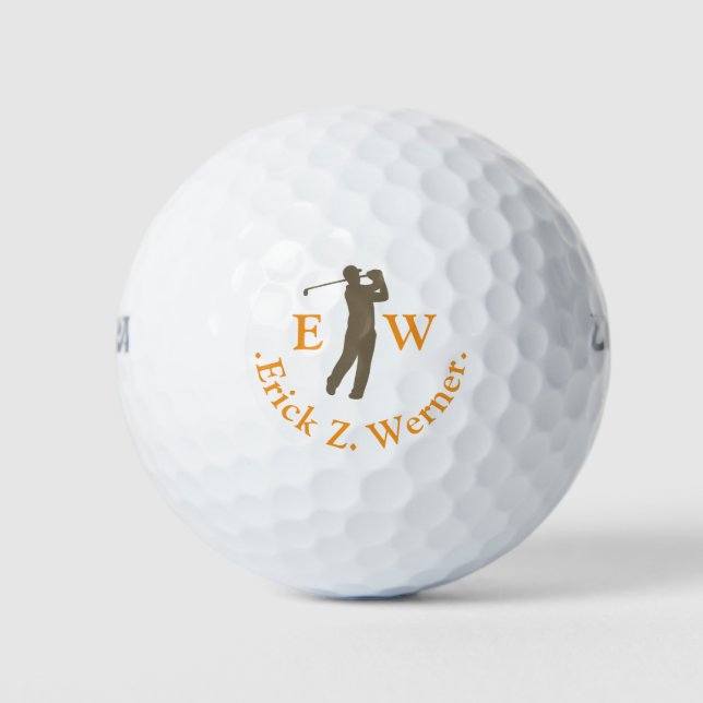 Man Golfer Classy Monogram  Golf Balls (Front)