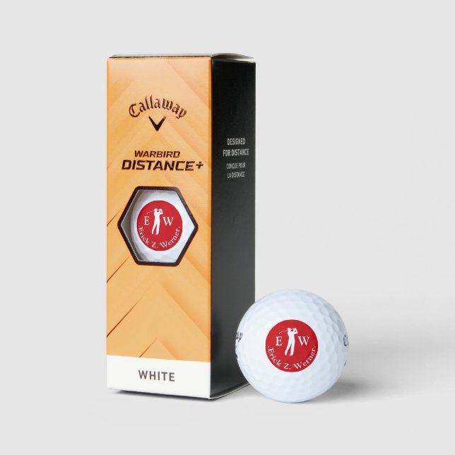 Man Golfer | Red Monogram  Golf Balls (Packaging)