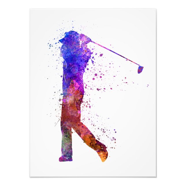 man golfer swing silhouette photo print (Front)