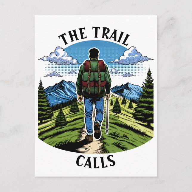 Man Hiking a Trail like the A.T. Postcard (Front)