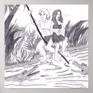 Man Holding a Woman While Swinging on a Vine Past Poster