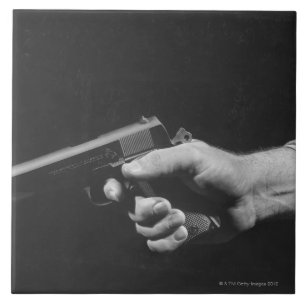 Man Holding Gun Ceramic Tile