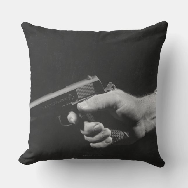 Man Holding Gun Cushion (Front)