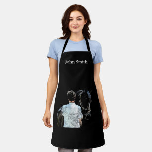 Man Holding Horse Dark Apron