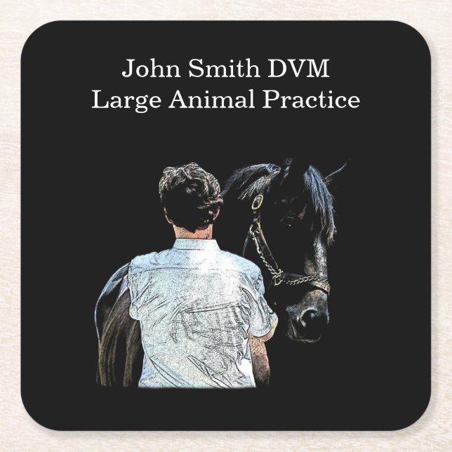 Man Holding Horse Dark Paper Coaster (Front)