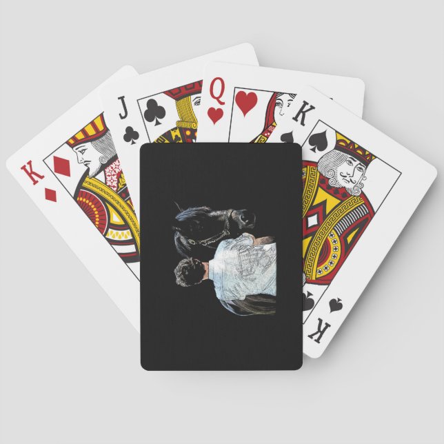 Man Holding Horse Dark Playing Cards (Back)