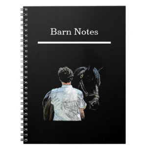 Man Holding Horse Dark Spiral Notebook