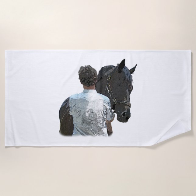 Man Holding Horse Light Beach Towel (Front)