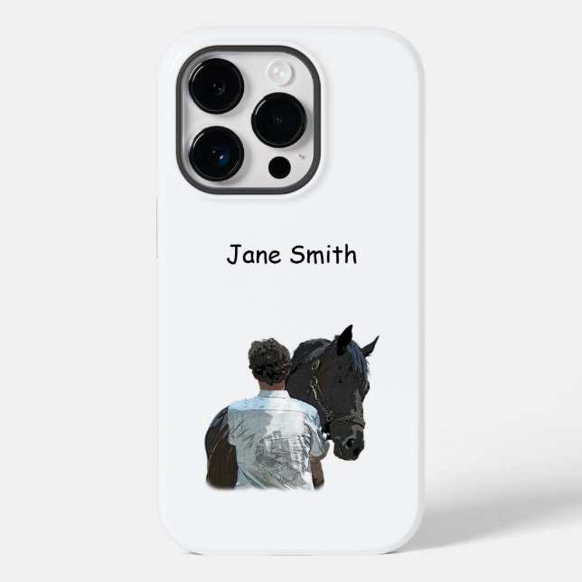 Man Holding Horse Light Cell Phone Case (Back)
