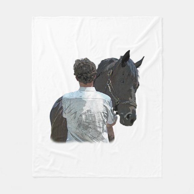 Man Holding Horse Light Fleece Blanket (Front)