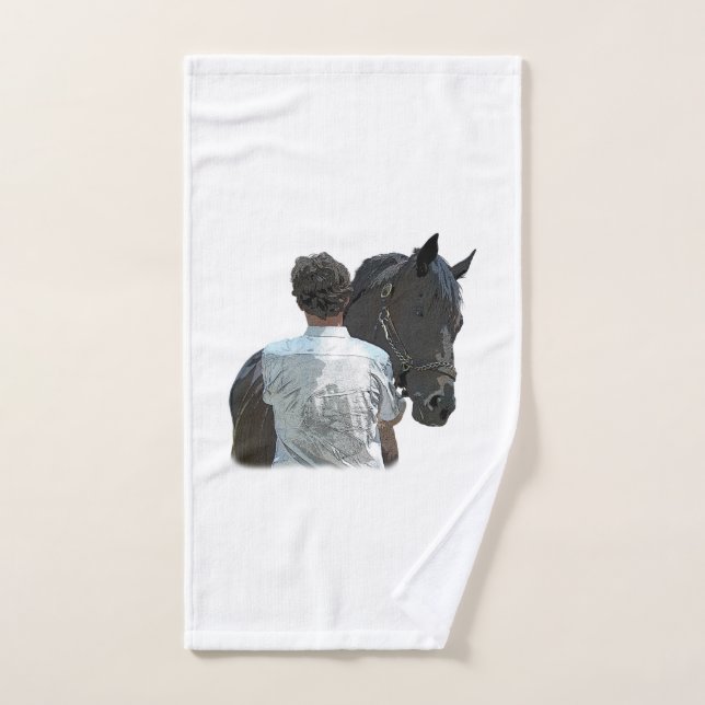 Man Holding Horse Light Hand Towel (Hand Towel)