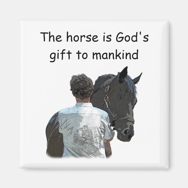 Man Holding Horse Light Magnet (Front)