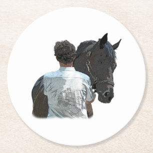 Man Holding Horse Light Paper Coaster