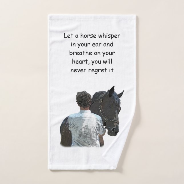 Man Holding Horse Light With Quote Hand Towel (Hand Towel)