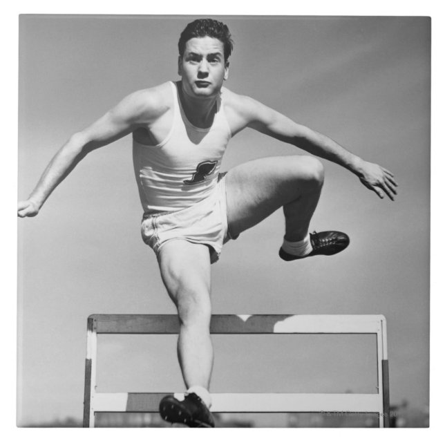 Man Hurdling Ceramic Tile (Front)