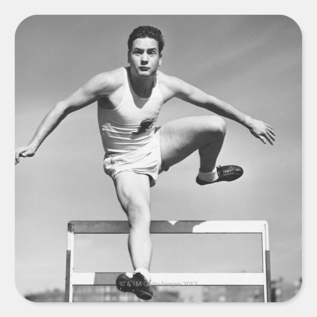 Man Hurdling Square Sticker (Front)