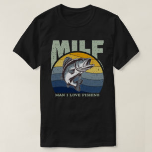 Man I Love Fishing Retro Vintage Sunset T-Shirt