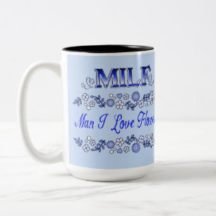 Man I Love Flowers Blue Text 2 Two-Tone Coffee Mug