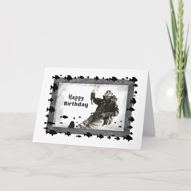 Man Ice Fishing, Birthday, Dad Card (Front)
