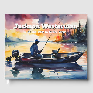 Man in a Fishing Boat on Lake Memorial   Guest Book