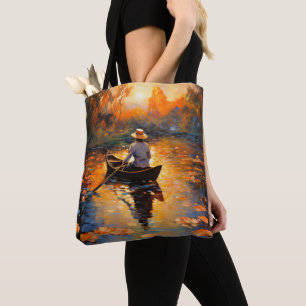 Man in Boat Impressionism Tote Bag