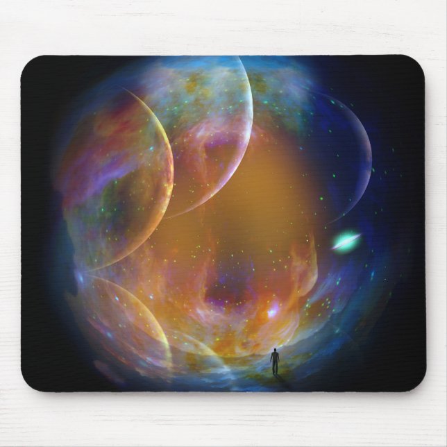 Man in dark space tunnel mouse pad (Front)