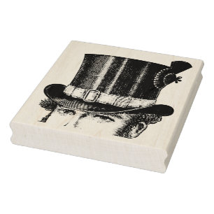 Man in Feathered Top Hat Vintage Rubber Art Stamp