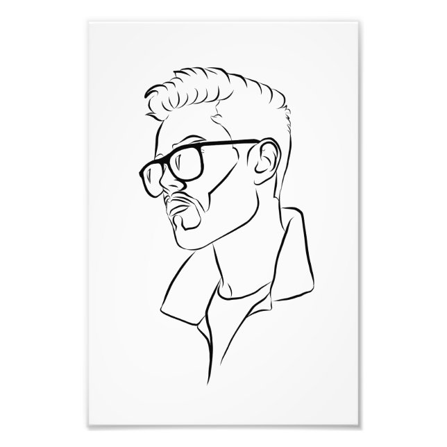 Man In Glasses Drawing Poster Print  (Front)