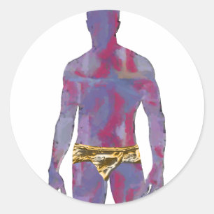 Man in Gold Underwear Classic Round Sticker