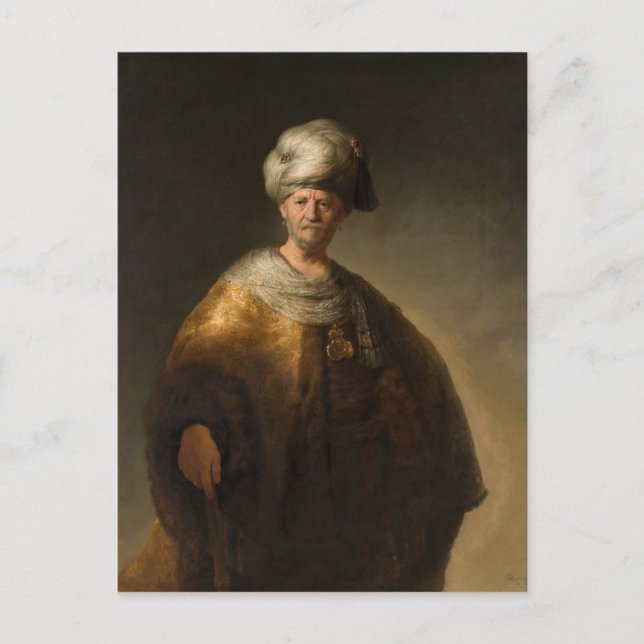 Man in Oriental Costume, by Rembrandt van Rijn Postcard (Front)