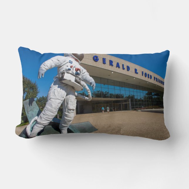 Man In Space Sculpture Lumbar Cushion (Front)
